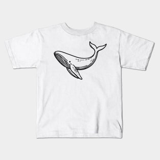 Whale Line Art (Black Line Version) Kids T-Shirt